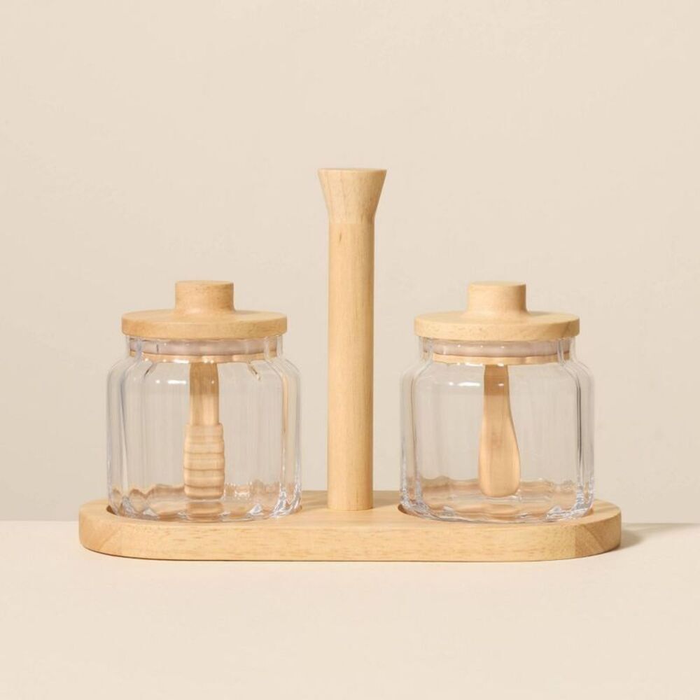 Glass Honey and Jam Serve Containers and Caddy - Hearth & Hand with Magnolia
